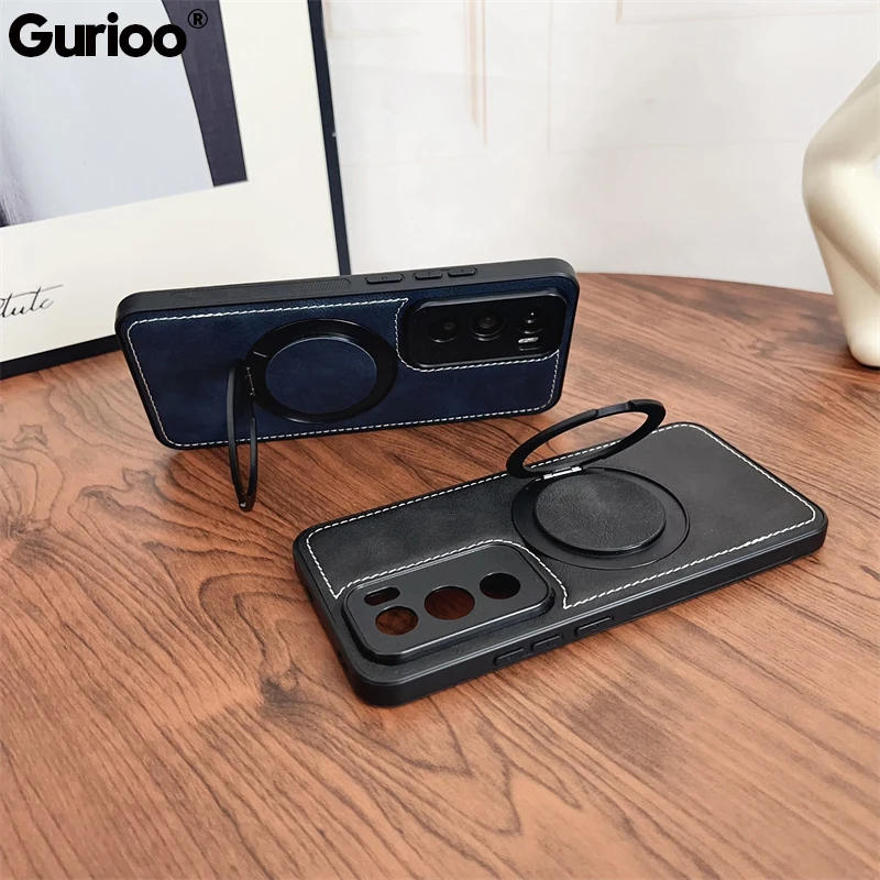 360 Degree Rotating Magnetic Imitation Cowhide Bracket Case - Soft Cover