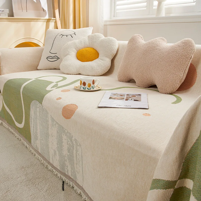 

Коврик для дивана из синели, чехол для дивана с кошачьей лапой, полноразмерное покрывало для подушки, минималистичное всесезонное полотенце для дивана