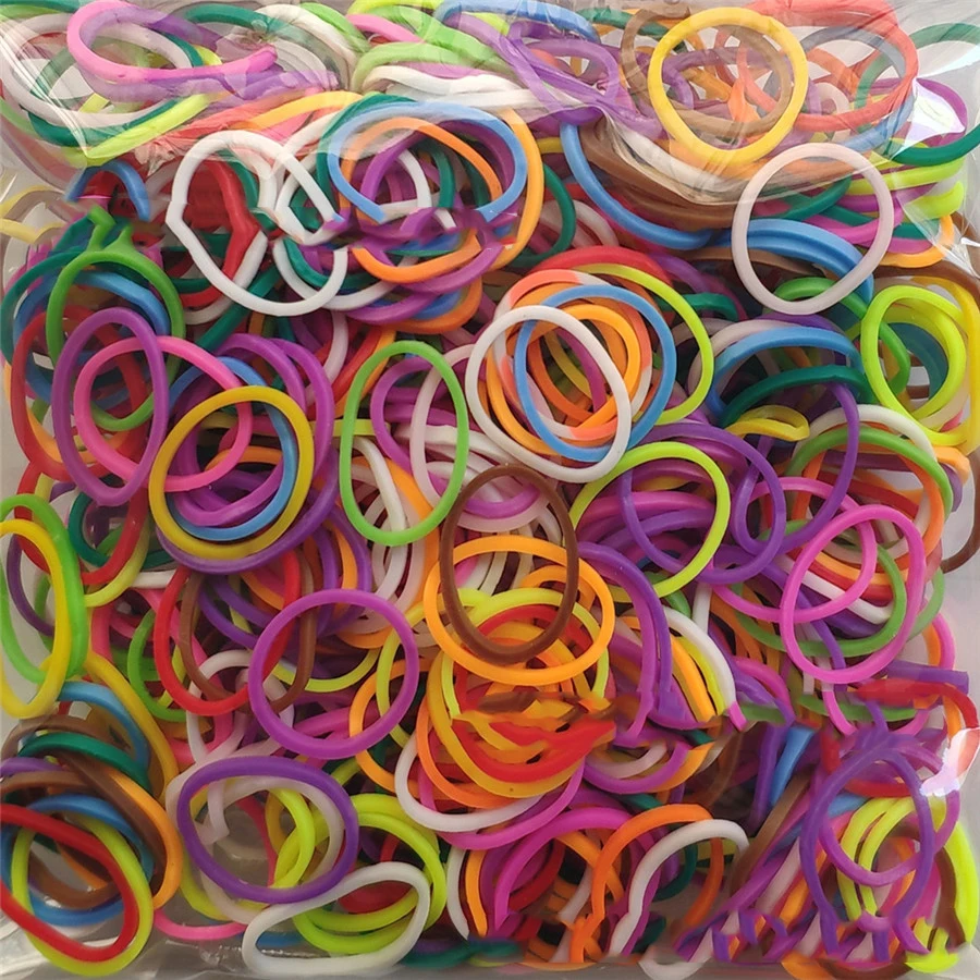 600pcs Two-color Rubber Bands Bracelet DIY Toys For Kids Hair Rubber Loom Bands Refill