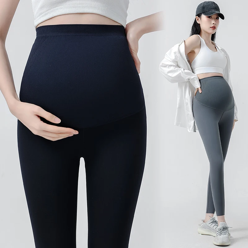 Waist Support Belly Seamless Stretch Nylon Skinny Legging Maternity Autumn Pencil Yoga Pants for Pregnant Women Pregnancy Youth