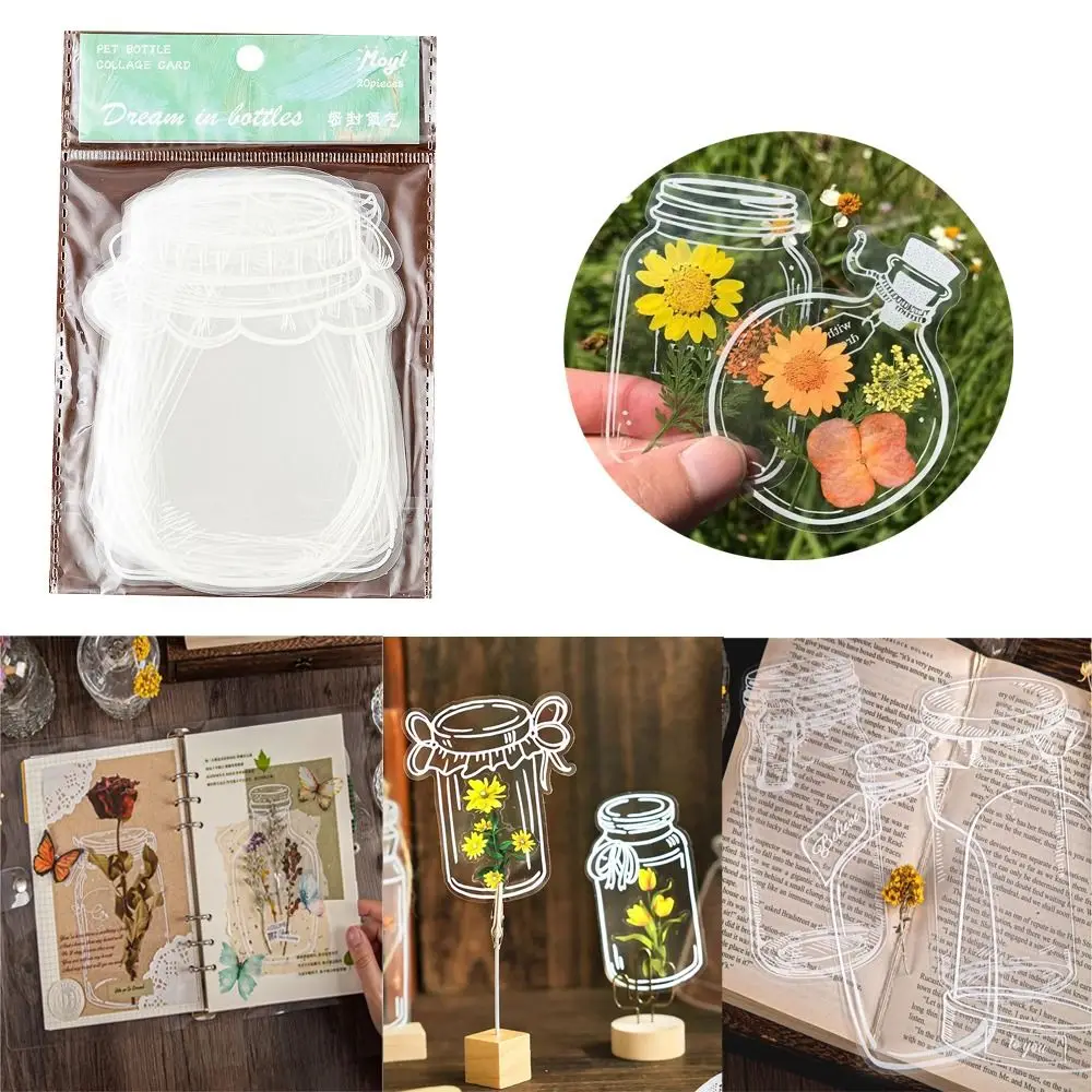 20Pcs Pressed Flower Bookmark Glassware Shape Book Support Stickers Maker Herbarium Bookmarks Transparent Dried Flower Clips