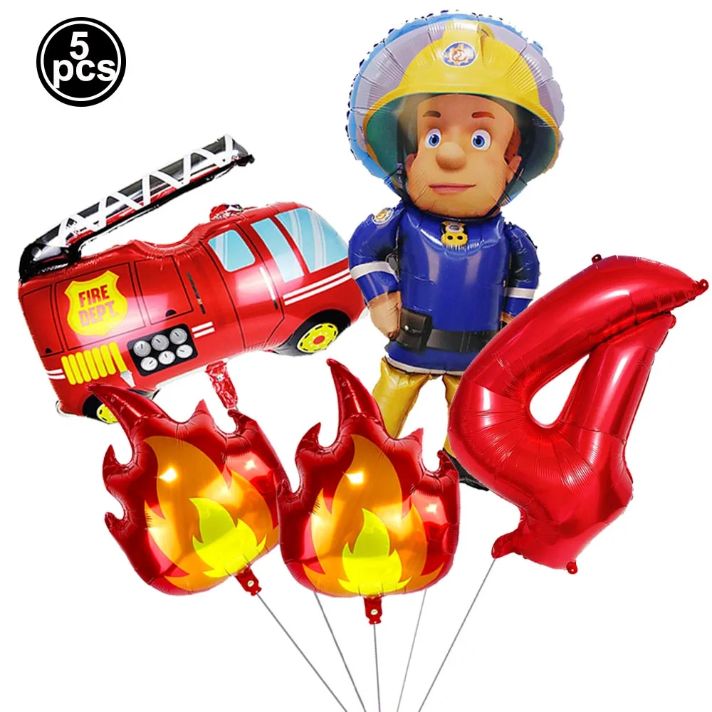 Firefighter Party Decoration Balloon Set - Fire Engine, Airplane & Ambulance Foil Balloons
