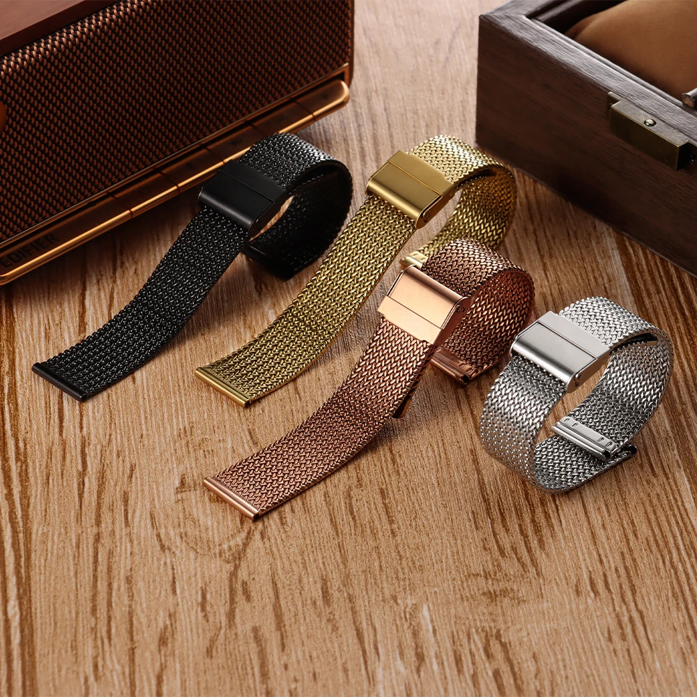 Elegant Milanese Mesh Loop Bracelet in 304 Stainless Steel, Wheat Ear Design with 1.5mm Thickness