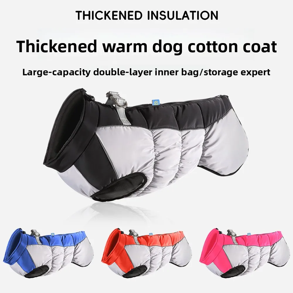 Warm Fleece Dogs Jacket Snowsuit Windproof Dog Coat Big Dogs Elasticity Clothes Turtleneck Winter Coats Reflective Pet Vest Coat