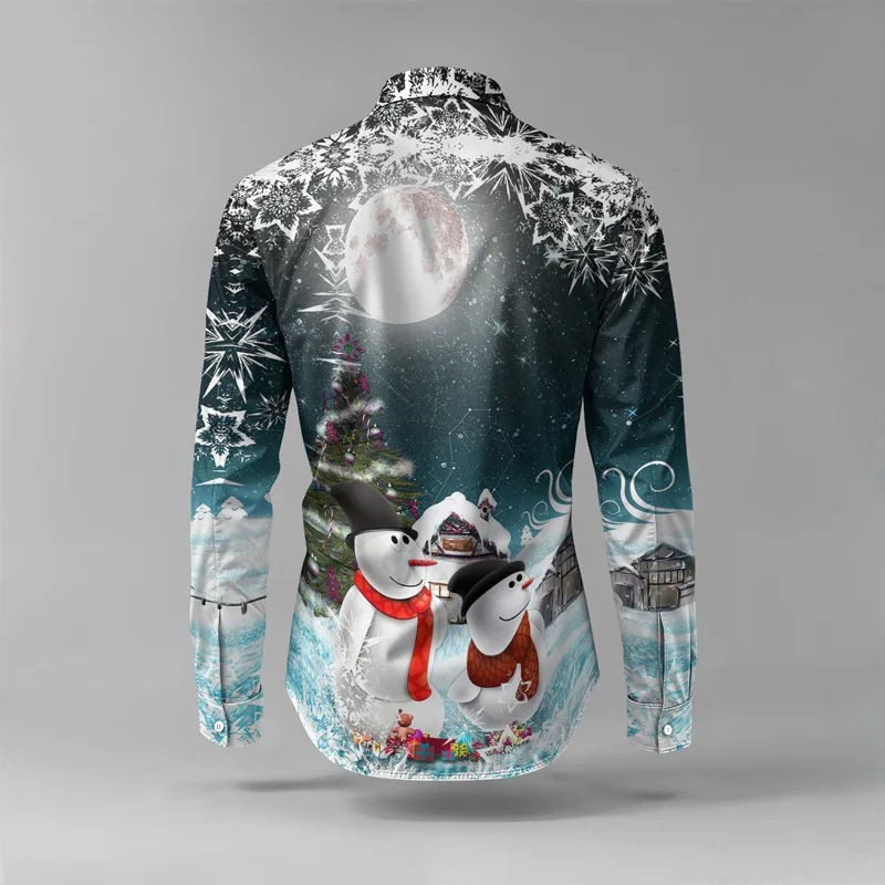 Christmas Printed Men's Shirt Set Two Piece Gingerbread Snowman_voghion.com