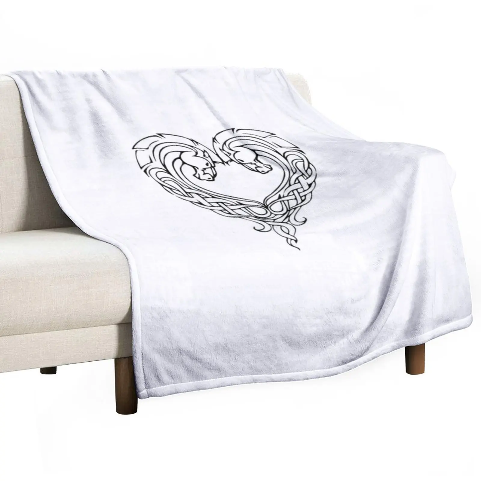 

New Celtic Horse Heart Throw Blanket Soft Blanket Cute Blanket Plaid Hairy Blanket