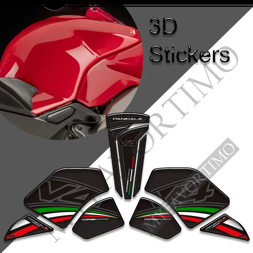 NEW Motorcycle 3D Stickers Decals For Ducati PANIGALE V4 S R V4R SP 1100 Tank Pad Grips Knee Kit Gas Fuel Oil Protector