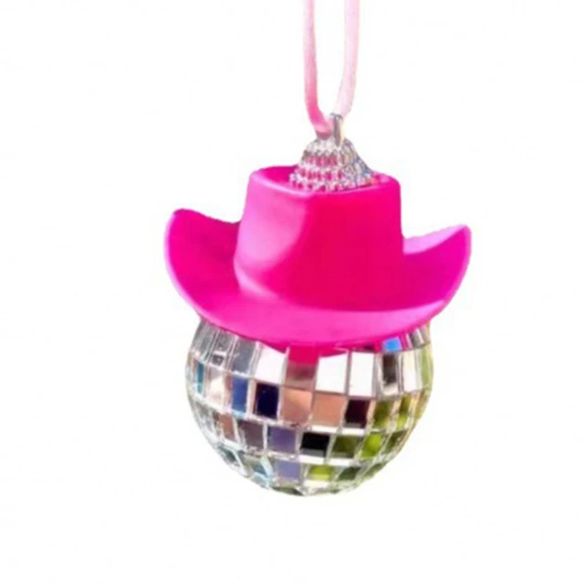 1pc Rosa Cowgirl Hut Disco Ball Universal Auto Rückspiegel Hängen