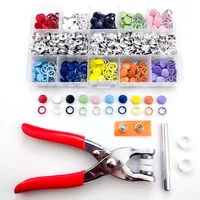 Snap Button Plier Tool 100/200 Set 10Color Metal DIY Hand Pressure Studs Fasteners Kit Installing Clothes Bag Sewing Accessories 2