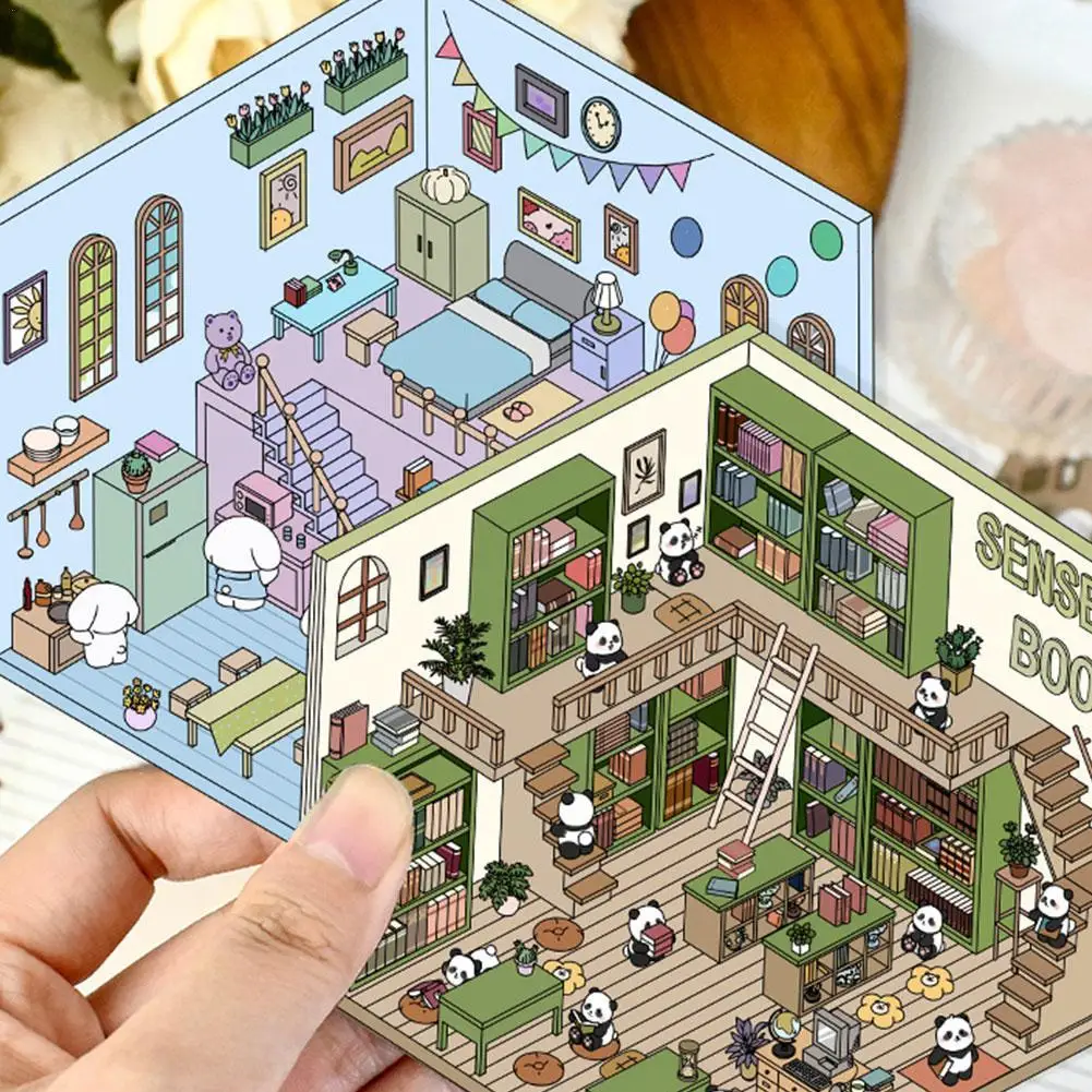 3D Sticker DIY Three-dimensional Cabin Scene Stacking And Pasting Hand Account Cute New Design