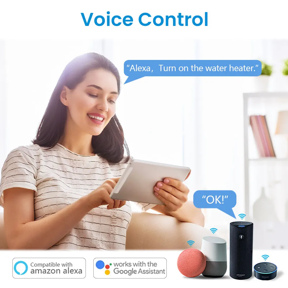 LoraTap Tuya Smart Life Boiler EU Water Heater Sans Fil Télécommande Mur  Bouton-Poussoir Interrupteur Google Home Alexa Contrôle vocal