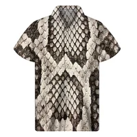 Animal Snake Skin Python 3D Print Hawaiian Shirts Men Personality Lapel Button Shirt Street Loose Short Sleeves Blouse Tops 2