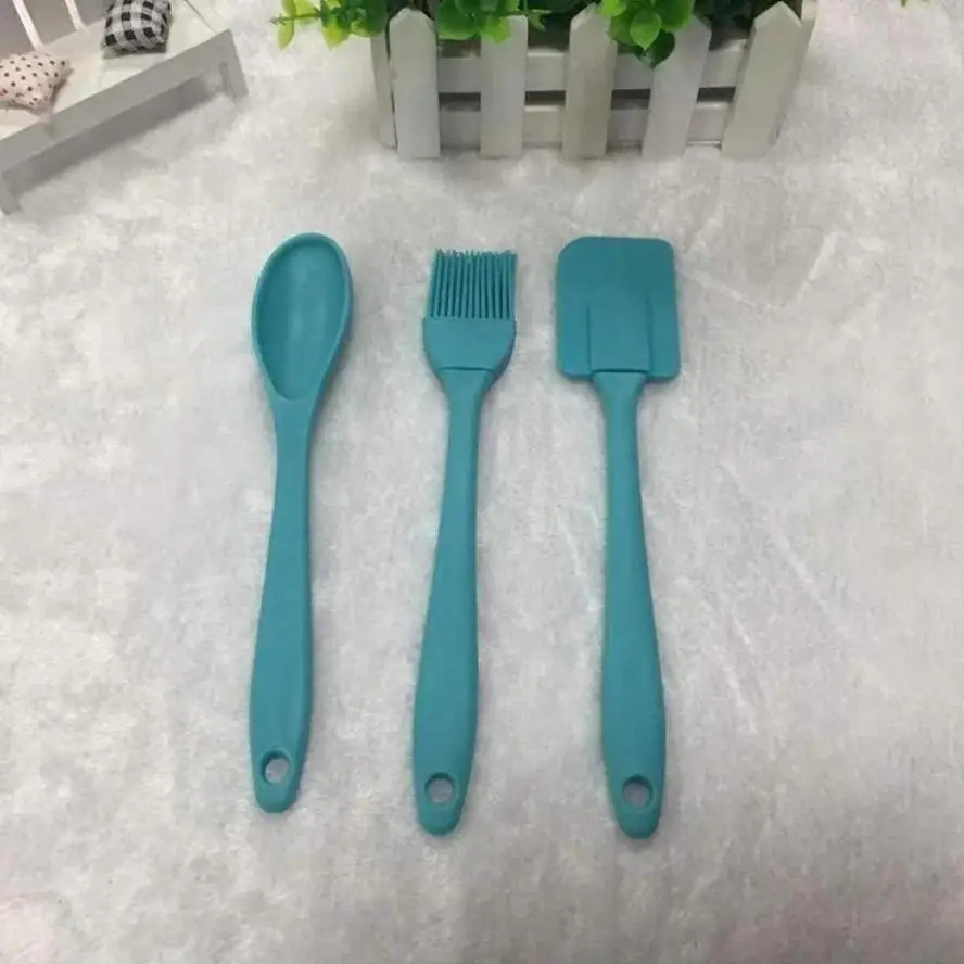 Silicone Kitchen Utensil Set - Non-Stick Cooking Tools Trio: Spatula, Shovel, and Soup Spoon
