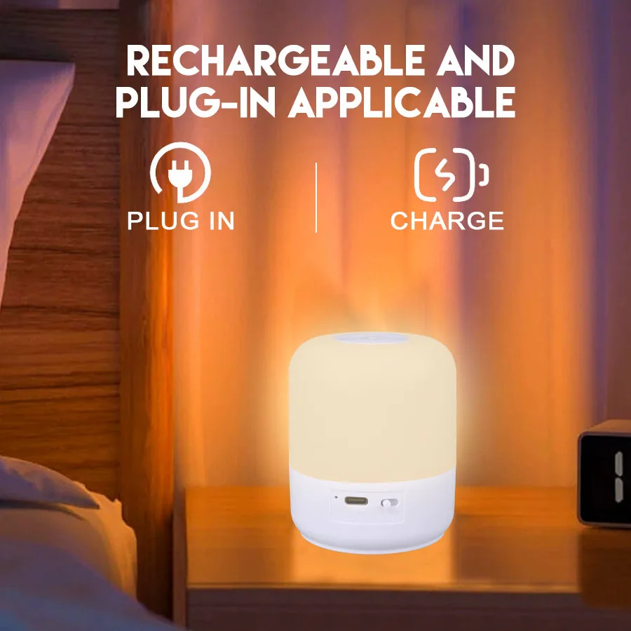 Touch LED Night Light Type-c Charging 3000K-5000K Warm White Light Invisible Hook Tent Infinite Dimming Camping