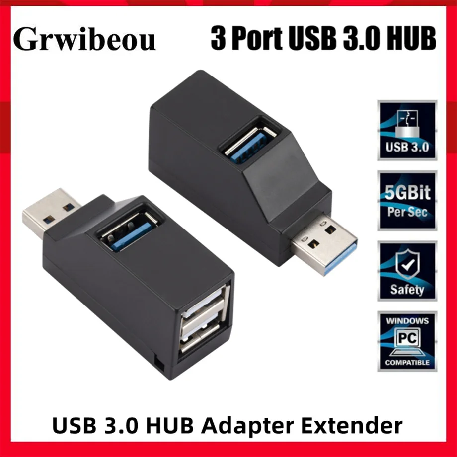 USB Hub USB 3.0 Hub Portable 3 Ports Fast Data Transfer USB Splitter for Computer Laptop Docking Station 2.0 Hub Adapter PC Accessories