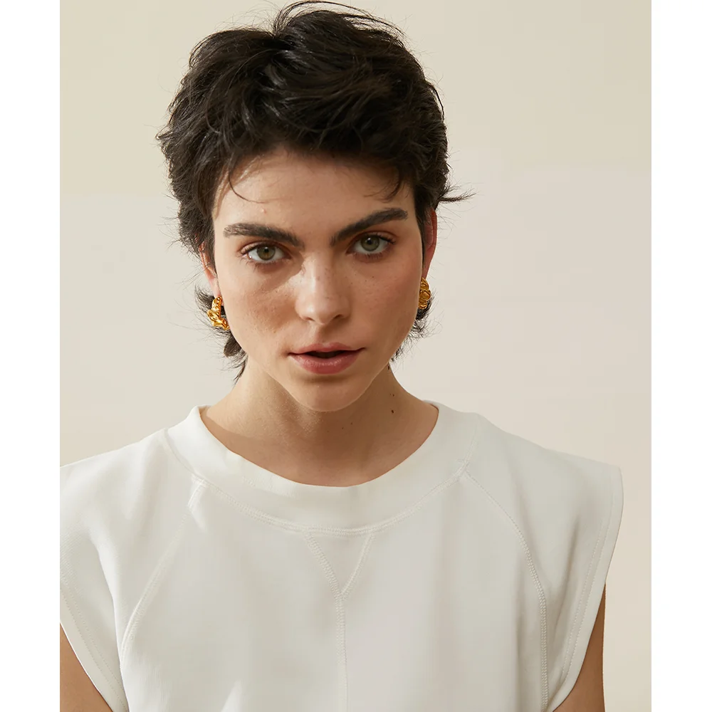 Gold Unusual Hoop Earrings - Image 4