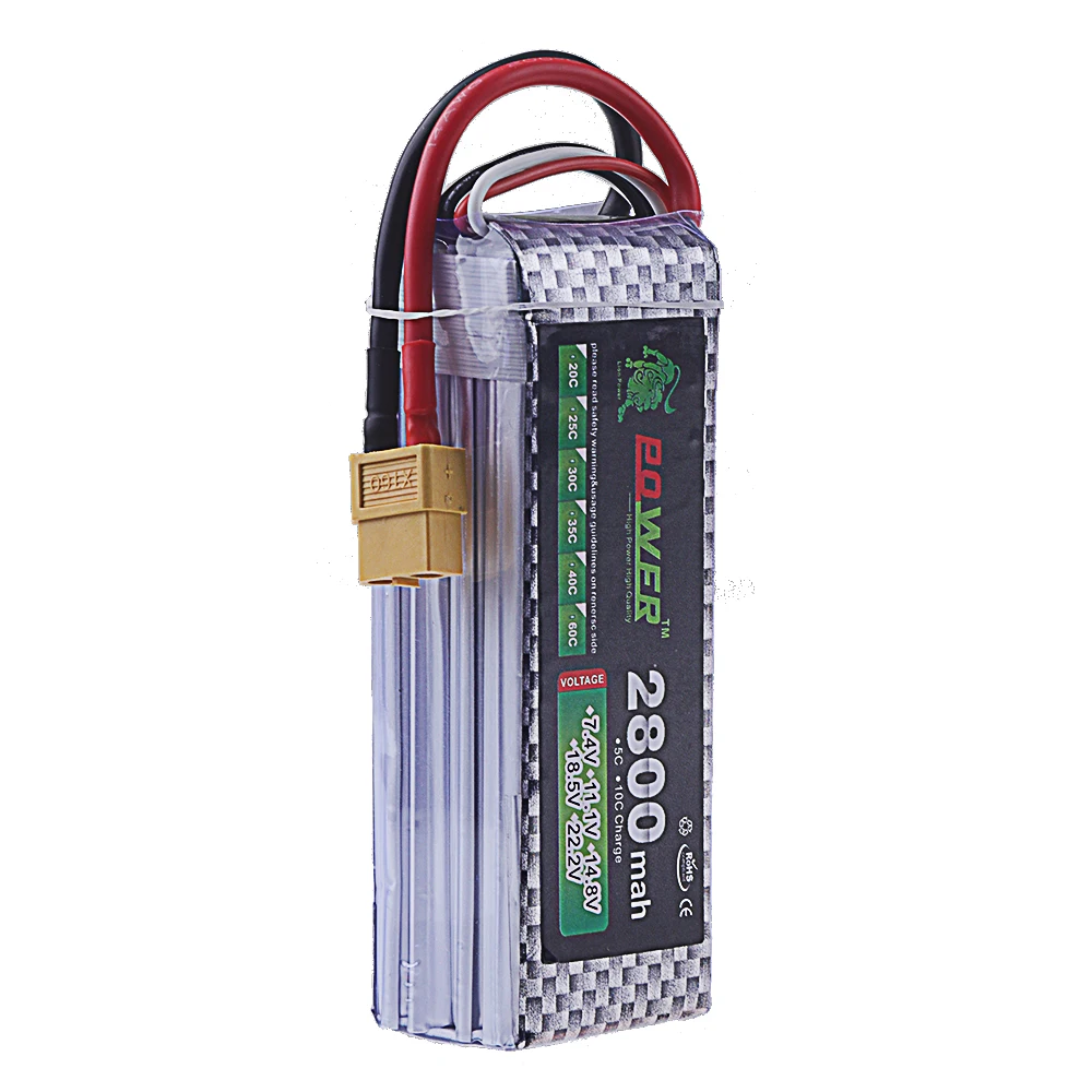 Détail des connecteurs JST, XT30, XT60 et T sur batterie drone 3.7V 300mAh LiPo