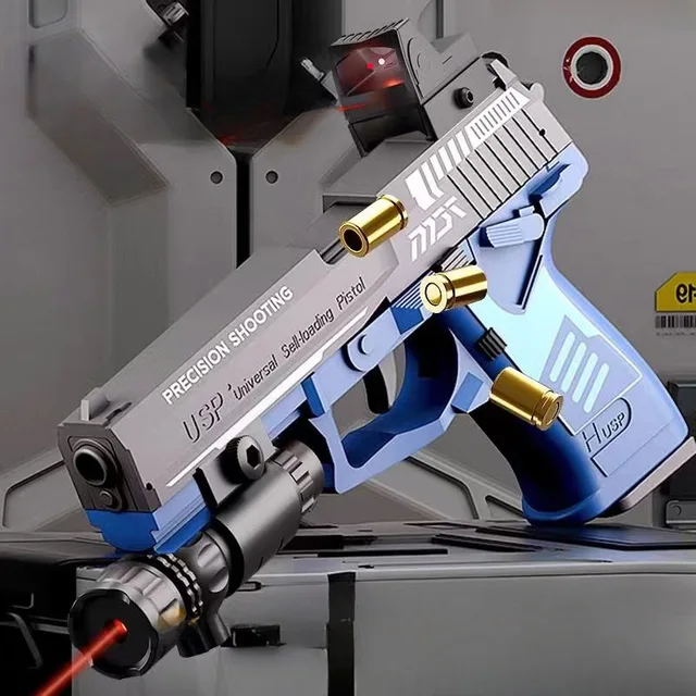 Continuous Firing USP Shell Ejecting Pistol With Laser Sight Airsoft Blowback Soft Bullet Toy Gun Empty Hanging Weapon Boys Gift 1