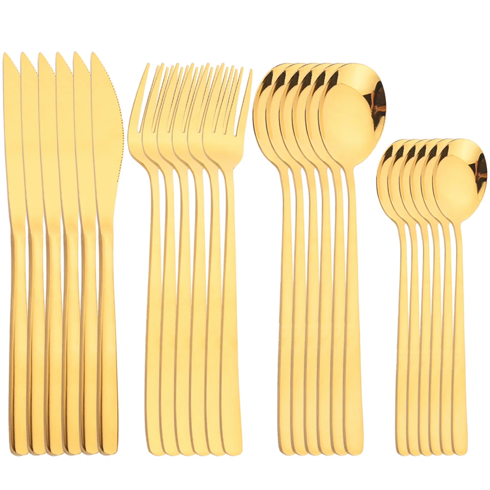 

AJOYOUS 24Pcs Gold Cutlery Set Western Dinnerware Set 304 Stainless Steel Flatware Fork Knife Spoon Tableware Silverware Set