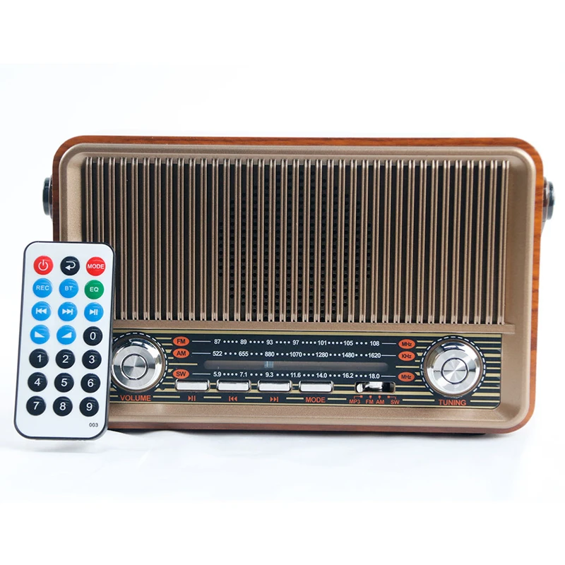 PRUNUS Retro Portable Radio AM FM Shortwave Radio Transistor Battery  Operated Vintage Radio with Bluetooth Speaker, 3-Way/AC Power Sources,AUX  TF Card USB Disk …