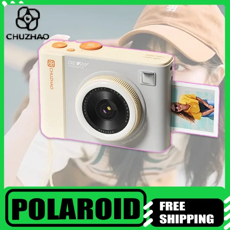 【Thriving】 CHUZHAO D2 Instant Camera Mini Digital Camera capable of printing color photos Bluetooth Girl's Cute Mini 2.8 inch Subli