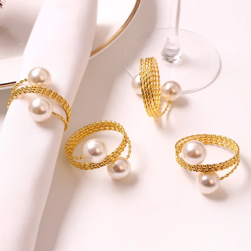 

12/6pcs Golden Styling Napkin Button Hotel Model Room Hotel Table Set Tableware Decoration Mouth Ring Napkin Ring GoldDeco Table