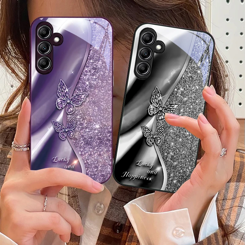 Golden Butterfly Glass Phone Case