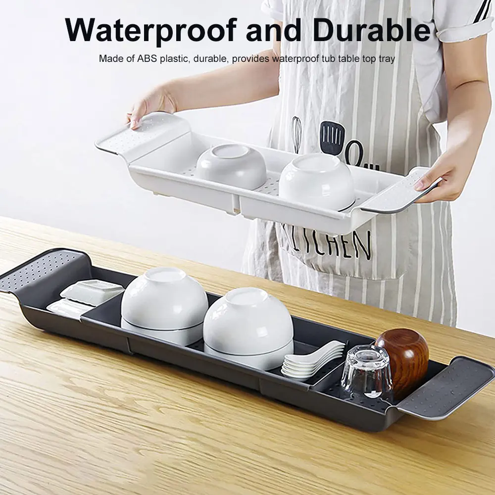 Expandable Bathtub Tray Spa Tub Organizer Rack Food Wine Book Phone Table  Holder Water Proof Bathtub Shelf Bathroom Accessories - AliExpress