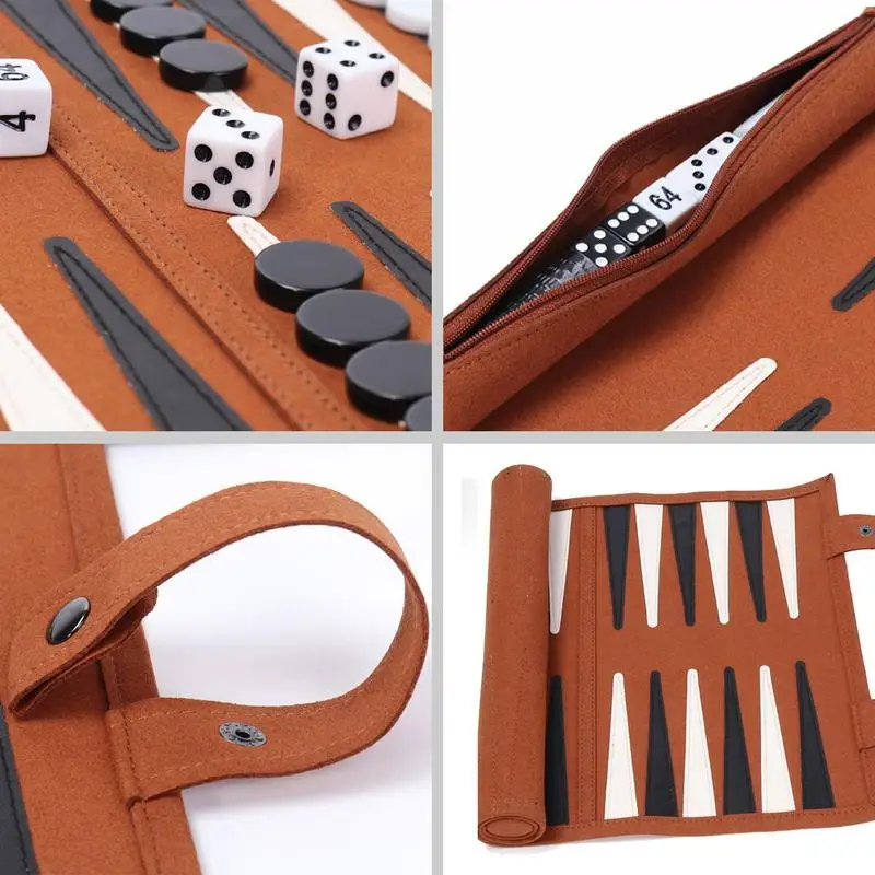Chess Backgammon Board Game Travel Set Chess Board Set Strategy Game Playing Pieces Dice Cups Wooden For Table Games