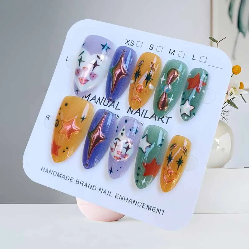 10Pcs Halloween Short Almond Shape Atmosphere Clown Black and White Ghost Spider Press on Nails Nail Patch False Nails Nails Art