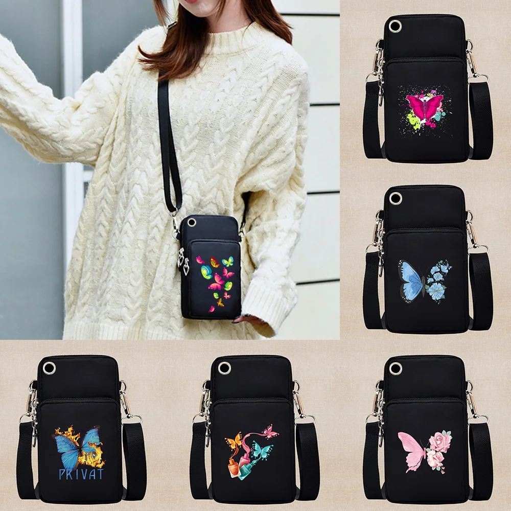 

Universal Fashion Casual Phone Bag for Huawei/HTC/LG Wallet Case Sports Arm Shoulder Cover Phone Pouch Pocket Butterfly Pattern