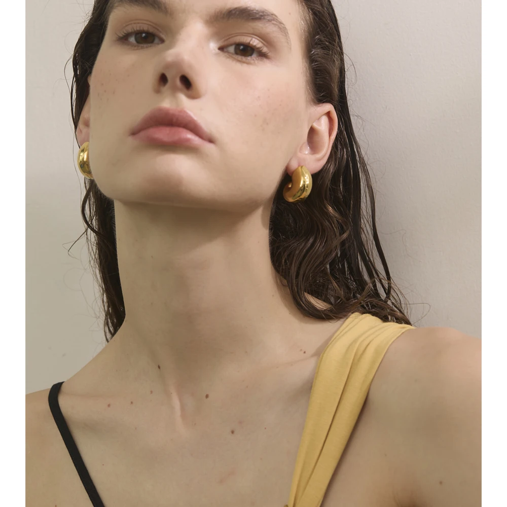 Yhpup Stainless Steel Hollow Chunky Earrings for Women