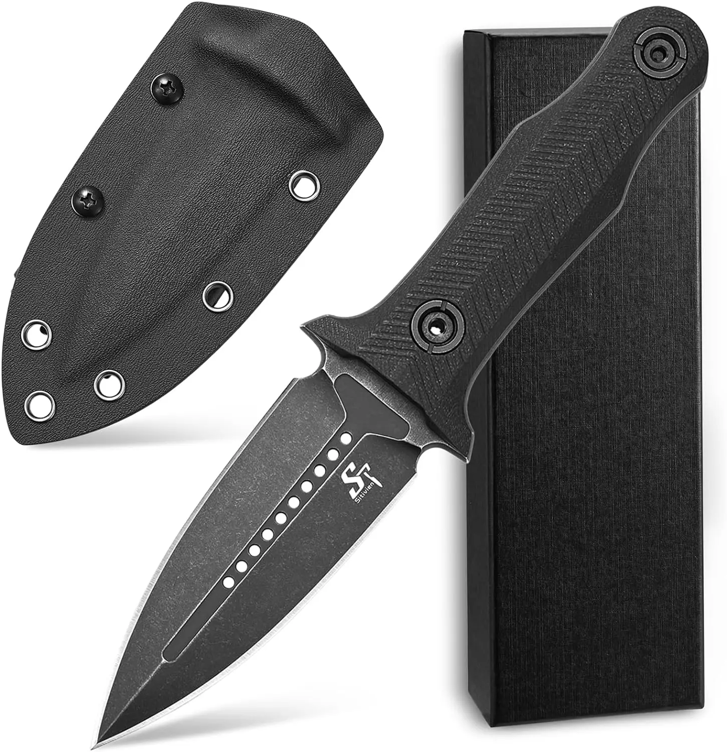 Sitivien ST13 Fixed Blade Knife K110 Stonewashed Steel Blade G10 Handle Full Tang Survival Knife for Outdoor EDC Camping Hunting 2