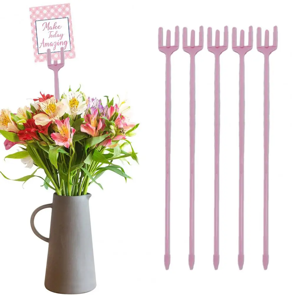 Lightweight 100Pcs Unique 3-fork Head Card Holder Centerpiece Cake Topper Stick Eco-friendly Flower Stick Exquisite for Party