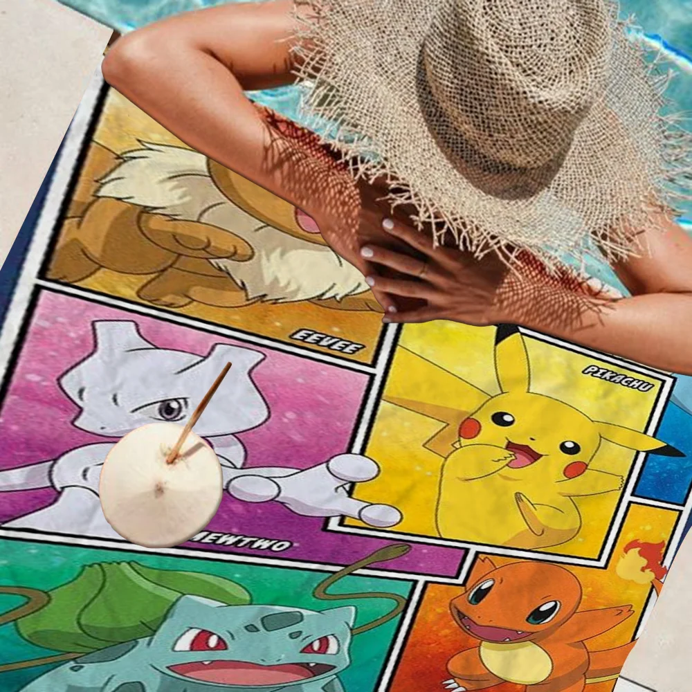 Japanese P-Pokemon Anime Pikachu Towel Microfiber Beach Towel Absorbent Quick dry Soft Yoga Swimming Resort Mountain Climbing 4