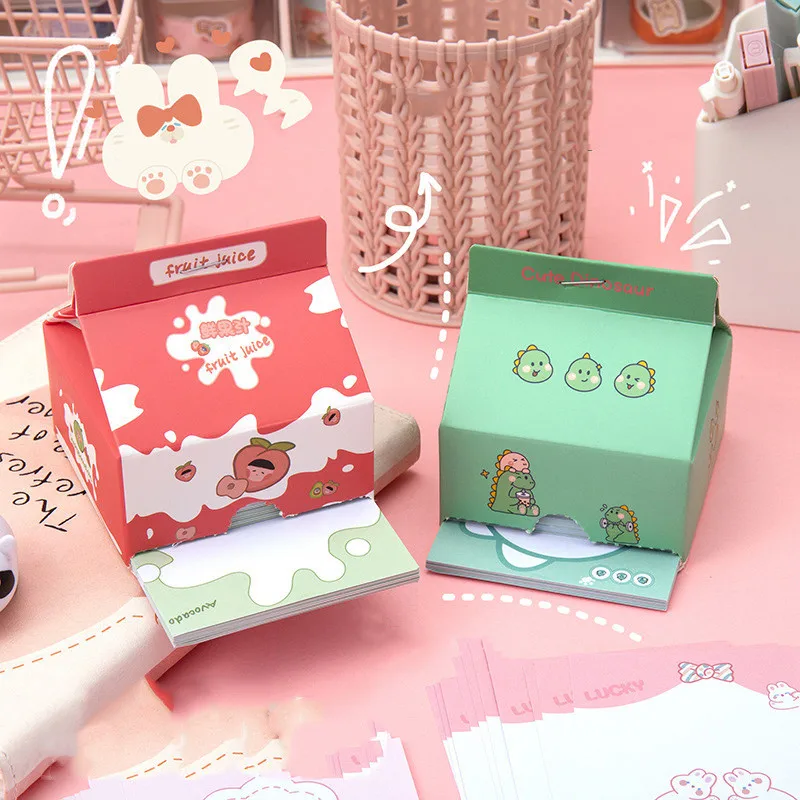 

8 box/lot Kawaii Dinosaur Girl Milk Box Memo Pad Sticky Notes Cute N Times Stationery Label Notepad Bookmark Post School Supply