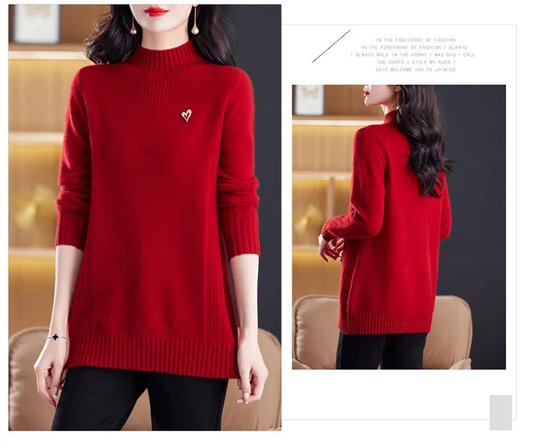 Frauen Pullover Neue Elegante Rollkragen Warme Pollovers Bluse Stricken Damen Jumper Herbst Winter Bottom Wear Tops Weibliche Kleidung – Detail 3