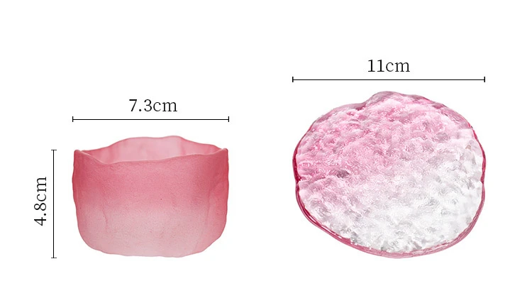 Description Picture 4 of itemJapanese Pink Teacup for Women Crystal Sake Cup Colored Glaze Small Kungfu Flower Tea Cup Coaster Color Enamel Sakura Cup