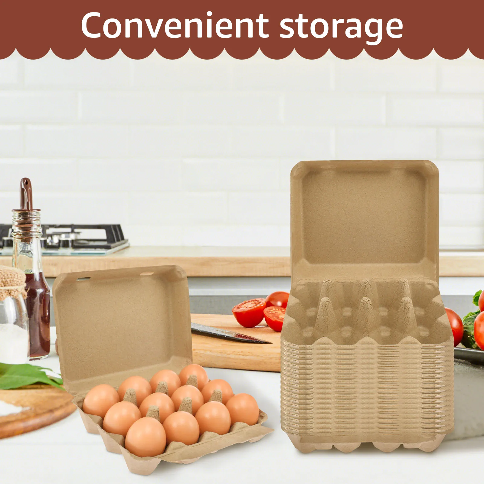 20/30Pcs Egg Boxes Cardboard for 12 Eggs, 1/2 Dozen Pulp Egg Cartons, Recyclable and Biodegradable Trays for Home Kitchen