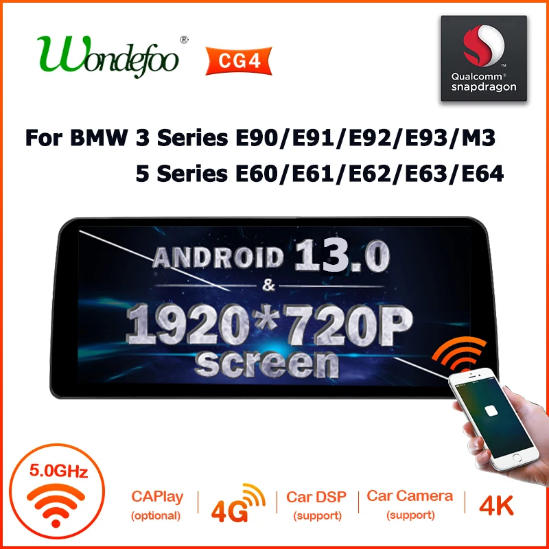 Snapdragon 8 CORE Drahtlose CarPlay Android 13 Auto Auto Radio Für BMW 5 3 Serie E60 E61 E62 E63 E90 e91 E92 E93 Multimedia GPS