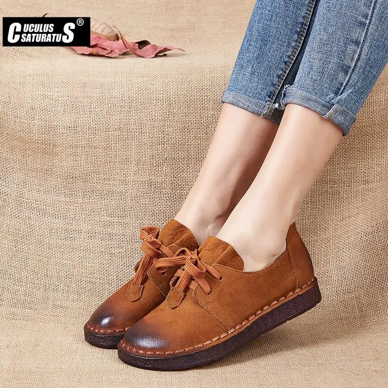 Cuculus Fashion Women Shoes Genuine Leather Loafers Women Casual Shoes Soft Comfortable Flats