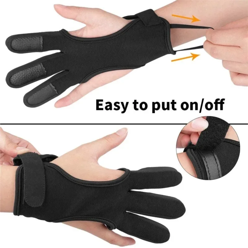 1 PCS Archery Gloves 3 Fingers Anti-Slip Breathable Archery Guard Hand Finger Protection Shooting Gloves for Left Right Hand