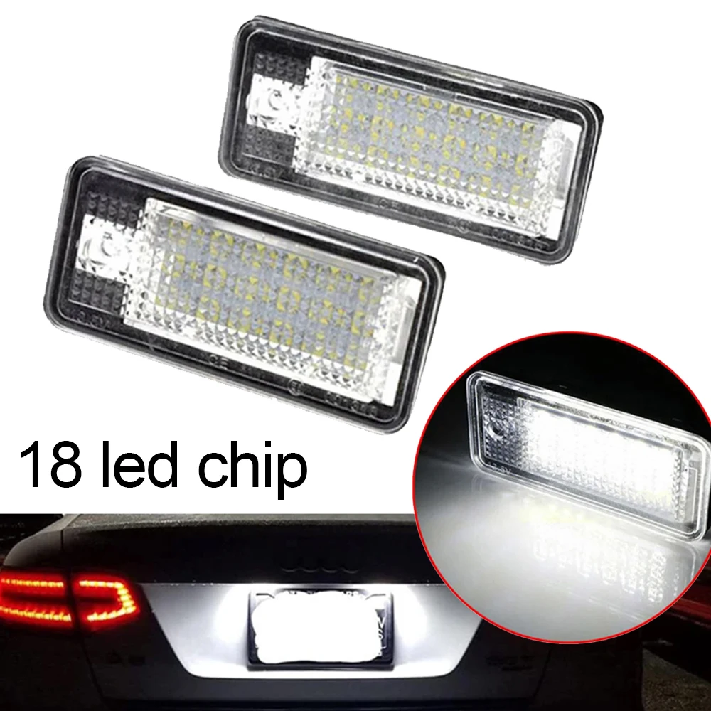 2 Luci LED Targa Auto 18 SMD Bianco Xenon 6000K Per Audi A3 S3 A4 B6 A6 S6 Q7 A8 S8 - Canbus, Plug And Play