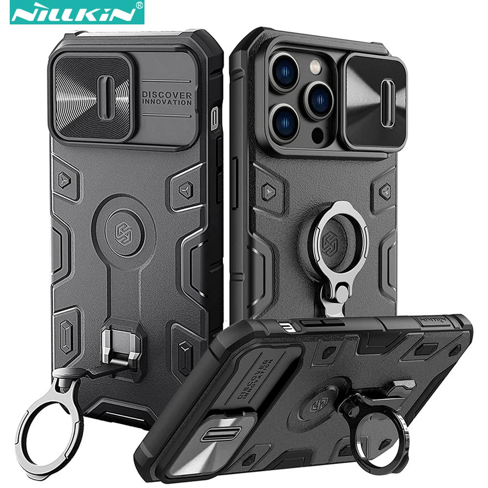 

Nillkin Phone Case For Iphone 14 Plus 13 Pro Max Built In Kickstand & With Slide Camera Cover Hard Pc Heavy Duty Bumper Case