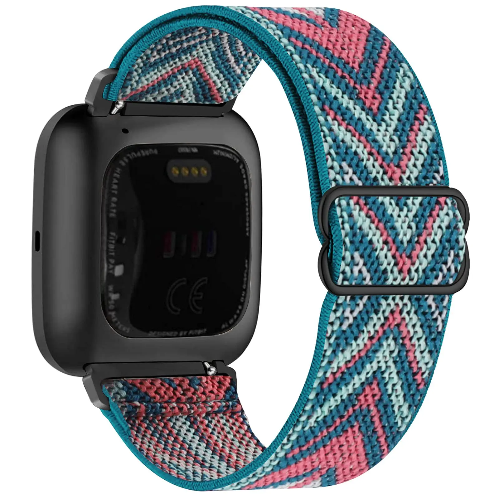 Bracelet Tressé Nylon Pour Fitbit Versa 3/4, Sense 2/Sense - Élastique, Fermoir Magnétique - Taille Ajustable 130-220 Mm