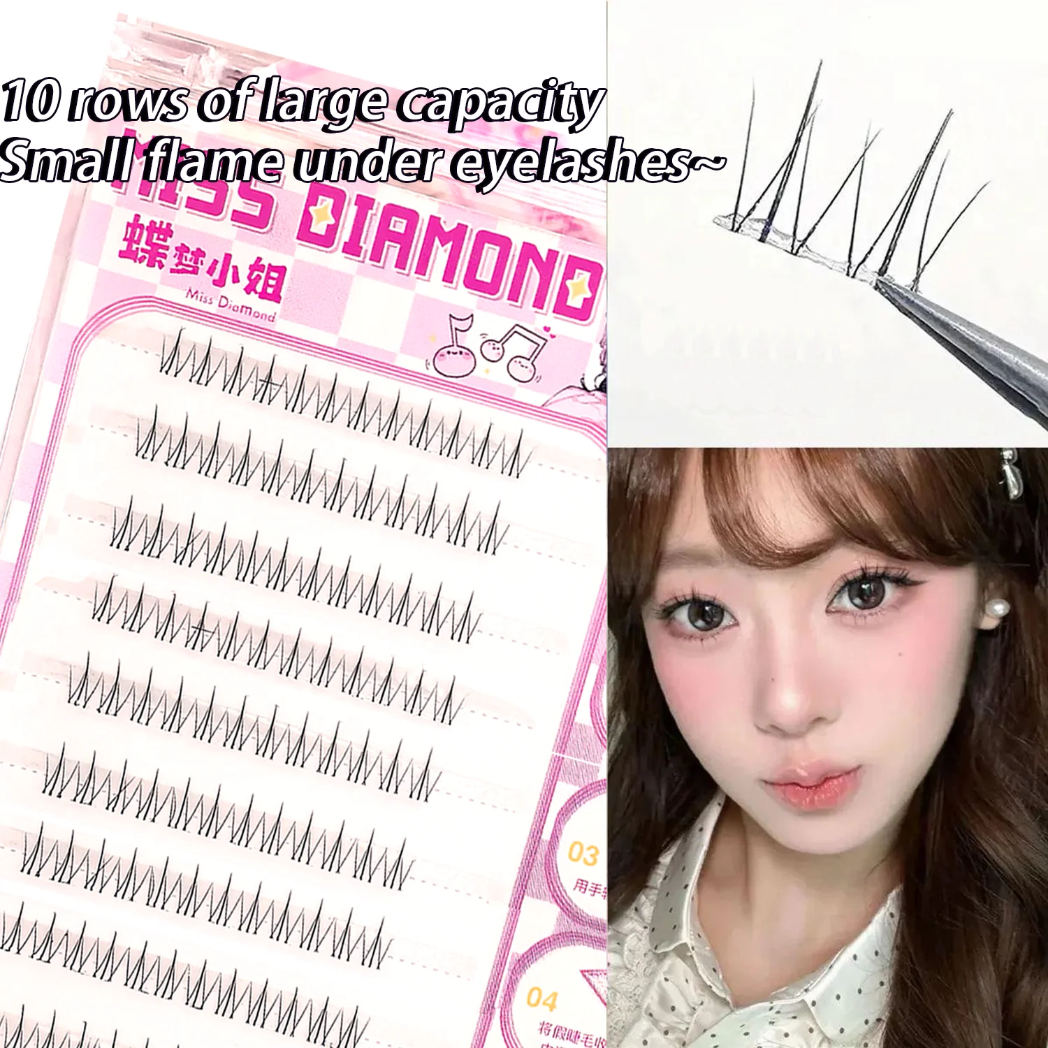 작은 불꽃 접착제 없는 아래 속눈썹 자연스러운 외관 접착제 잔여물 없음 적용하기 쉬움 초보자 친화적 부드럽고 편안함 재사용 가능