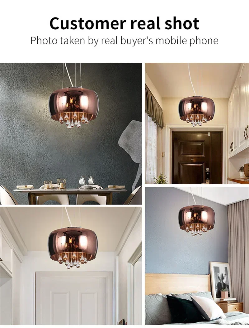 Description Picture 3 of itemModern Luxury Crystal Glass Chandelier for Living Room Smoke Cognac Ceiling Light Hanging Lighting Fixtures Glass Pendant Lamp