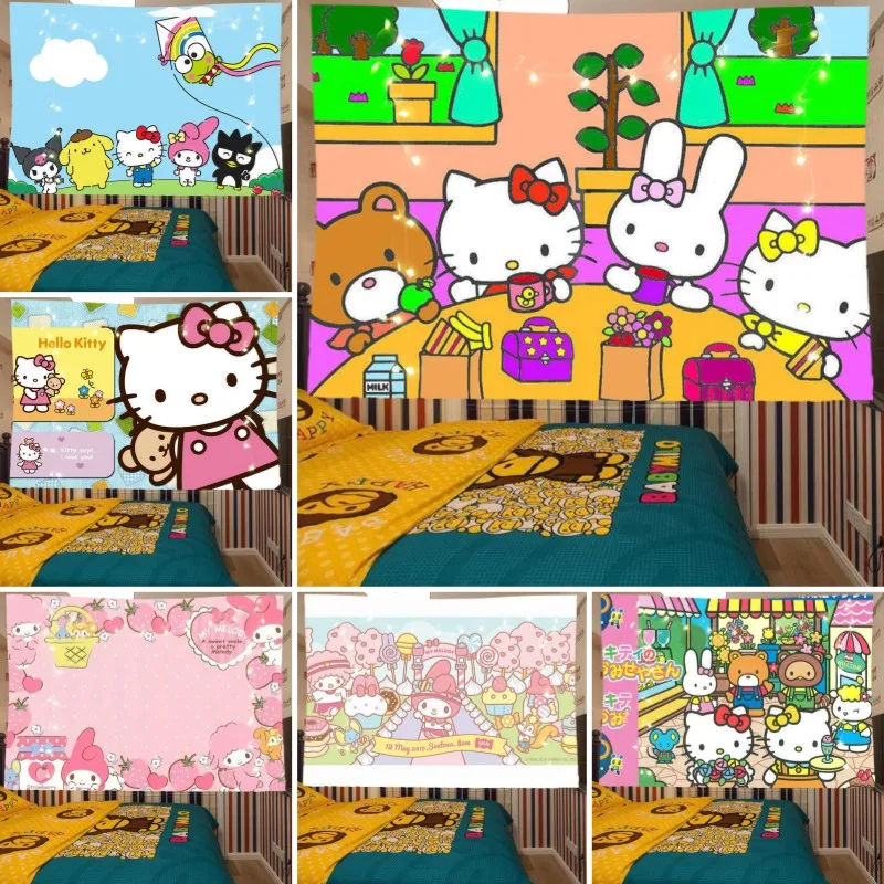 Baby Milo with Hello Kitty Tapestry