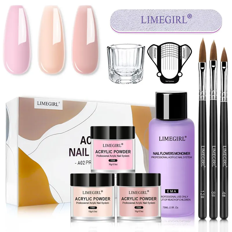 Nail Acrylic Powder and Liquid Set Acrylic Nail Kit with Liquid Monomer Brush Forms Tips Practice Finger for Beginners nail powder,nail acrylic liquid,acrylic nail powder,nail kit