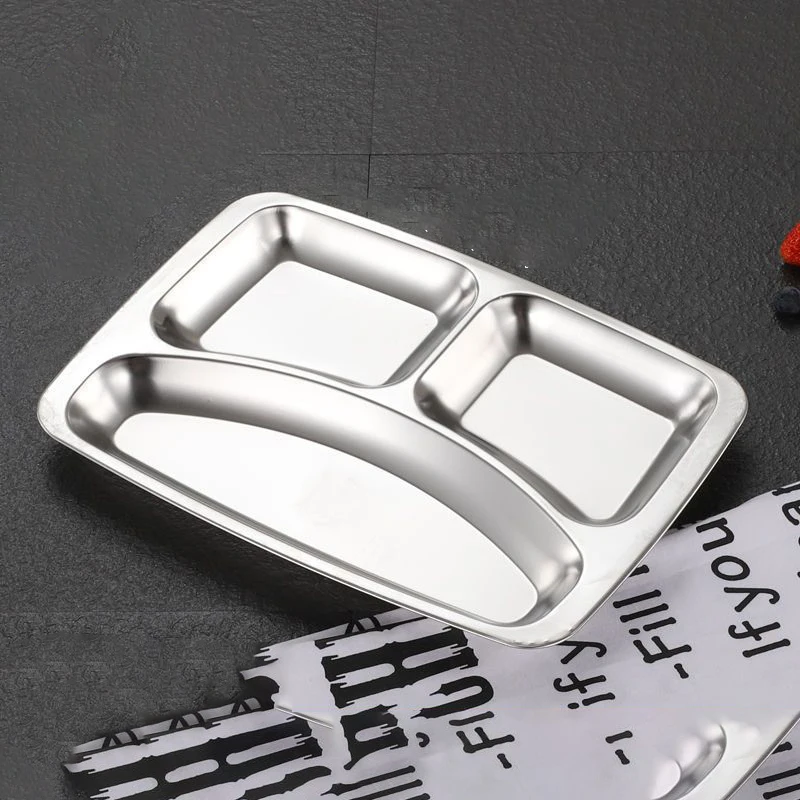 Stainless Steel Dining Plate Compartment Plate Children Fruit Snack Tray Baby Bowl Kitchen Tableware dining dish